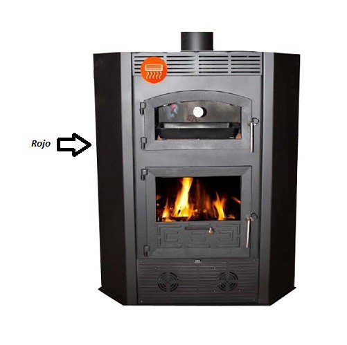 ESTUFA LEÑA MOD.100 RINCON C/TURBINA Y HORNO ROJO