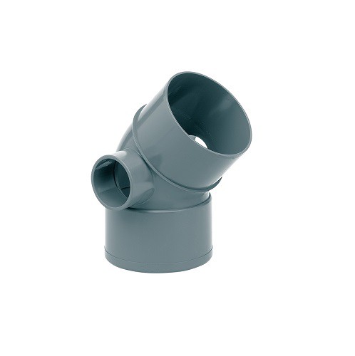 CODO PVC DOBLE TOMA 110X45º